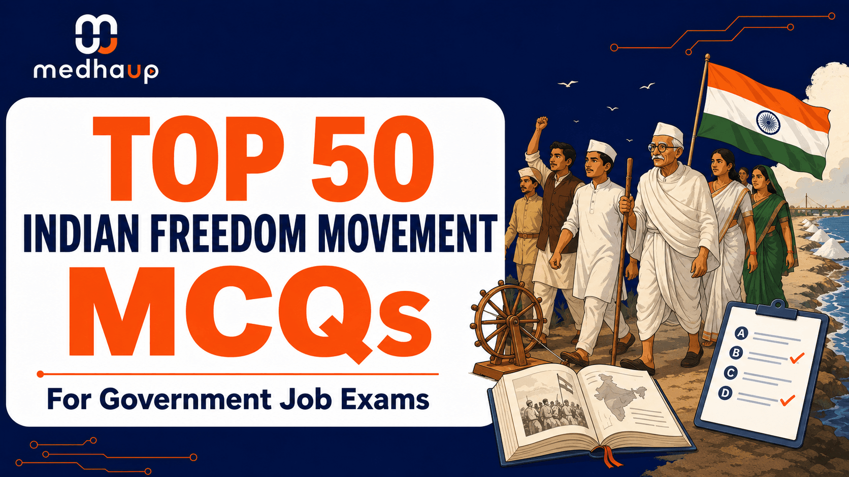 Top 50 Indian Freedom Movement MCQs for Government Job Exams